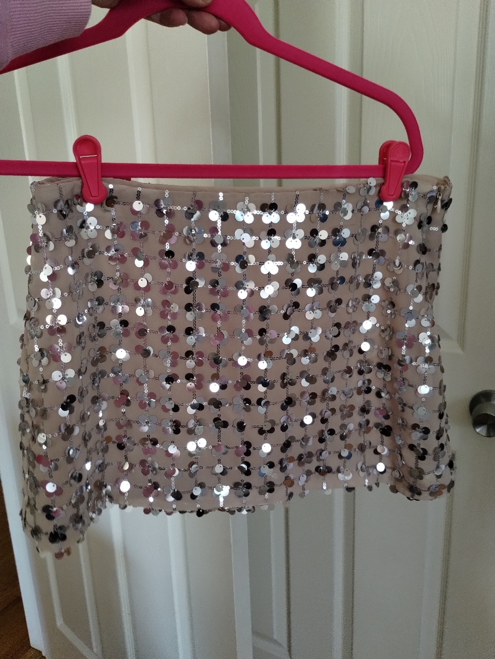 Zara Sequin Embellished Beige Mini Skirt Small